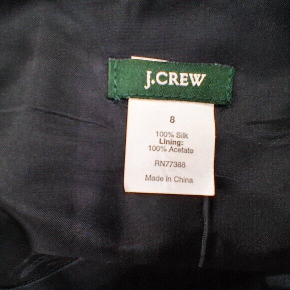 J.Crew Black Silk Taffeta Midi Dress A Line Cocktail Criss Cross Back Lined SZ 8 - Picture 7 of 12